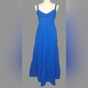 Ophelia Roe Royal Blue Eyelet Tiered beach Cotton Sundress dress Womens L